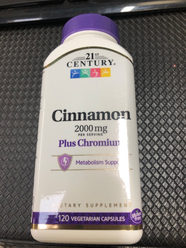 Photo 2 of 21st Century Cinnamon 2000 mg Per Serving Plus Chromium Vegetarian Capsules 120 ea(Pack of 4) exp- 10/2023