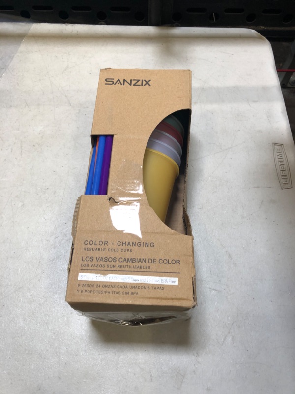 Photo 1 of SANZIX Reusable Color Changing Cups With Lids and Straws, 6 Pack 24 oz Reusable Cups With Lids and Straws Bulk, Plastic Tumblers With Lids and Straws, Party, Travel, Cold Beverage Cups