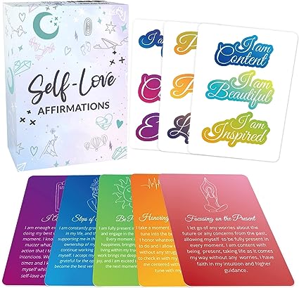 Photo 1 of 52 Daily Positive Affirmations Cards for Women - Motivational/Inspirational Cards for Meditation, Relaxation - Self Love/Care and Stress Relief Gifts for Women - 21 "I Am" Confidence Stickers