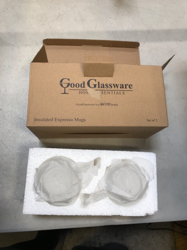 Photo 1 of 2 Pack Glass Espresso Mugs, Double Wall Thermo Insulated Glass Coffee Cups, Glass Coffee Mugs set ( NEW ) 