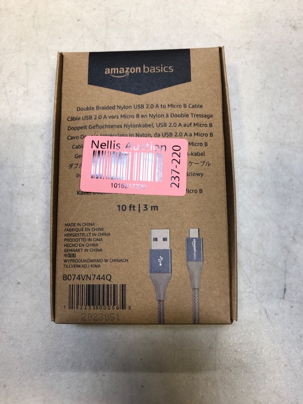 Photo 2 of Amazon Basics Micro USB to USB-A 2.0 Cable, Nylon Braided Cord, 480Mbps Transfer Speed, Gold-Plated, 10 Foot, Dark Gray Dark Grey 10 Feet