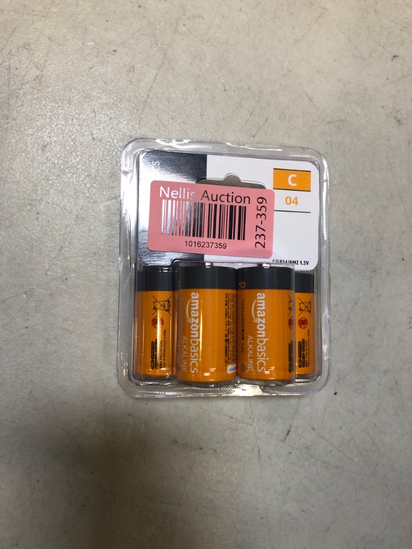 Photo 1 of Amazon Basics 4-Pack C Cell Alkaline All-Purpose Batteries, 1.5 Volt, 5-Year Shelf Life 4 Count (Pack of 1)