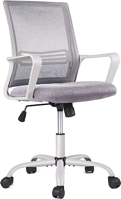 Photo 1 of Smugdesk Ergonomic Mid Back Breathable Mesh Swivel Desk Chair with Adjustable Height and Lumbar Support Armrest for Home, Office, and Study, Gray
