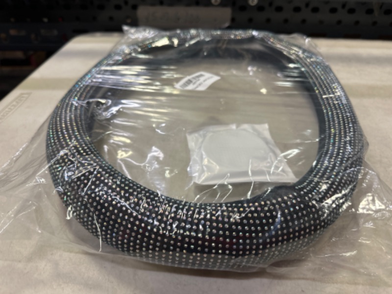 Photo 1 of Andalus Diamond Microfiber Leather with Soft Velvet Car Steering Wheel Cover, Universal 15 Inch - Includes 2pcs Bling Cup Holder Coasters Gift - Bling Crystal Rhinestone (Black w/Colorful Diamonds)