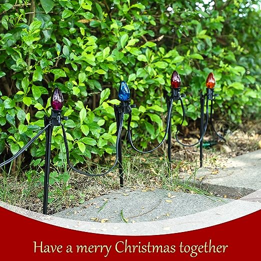 Photo 1 of 10 Inch Christmas Light Stakes Lawn Garden Stakes Replacement Yard Stakes for Outdoor Lights Path Stakes Compatible with C3 C7 C9 String Lights Holders for Patio Path Decorations (Black, 60 Pieces)