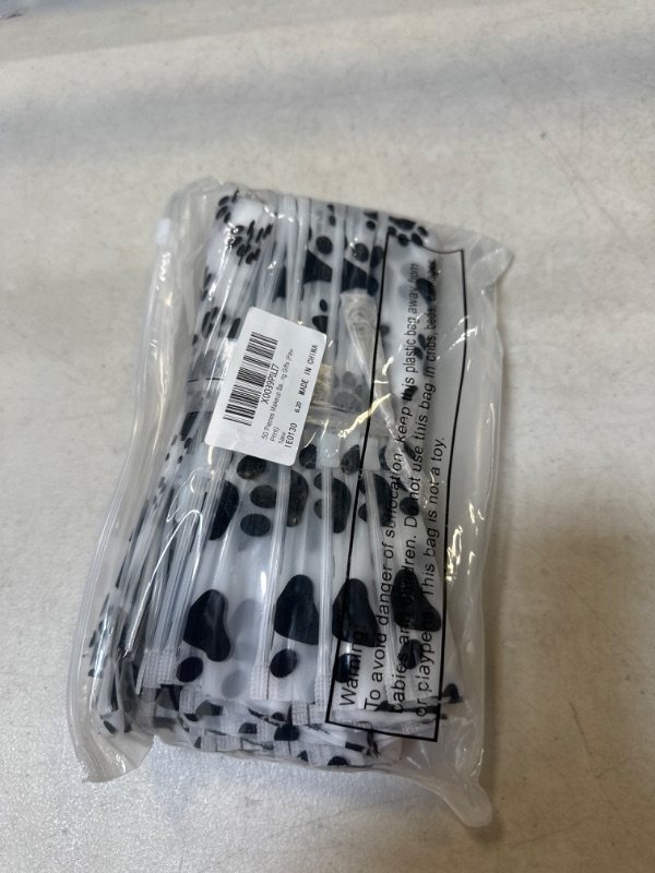 Photo 1 of  Paw Print Cone Cellophane Bags Heat Sealable Candy Bags Dog Gift Cat Treat Bags Silver Twist Ties for Pet Treat Party Favor (Black)