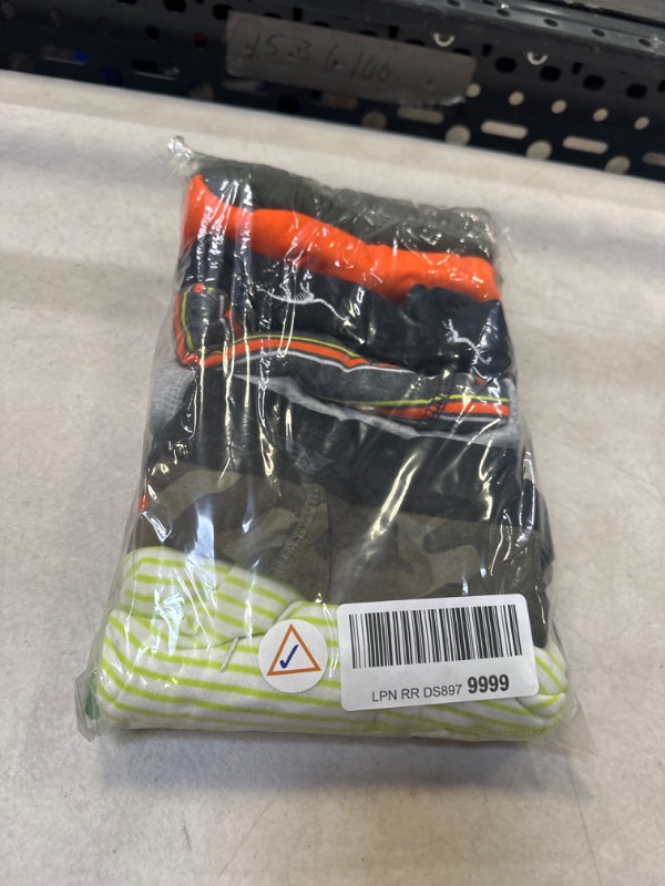 Photo 2 of Amazon Essentials Boys' Cotton Boxer Briefs Underwear, Multipacks 8 Black/Olive/Orange, Camo/Stripe Medium