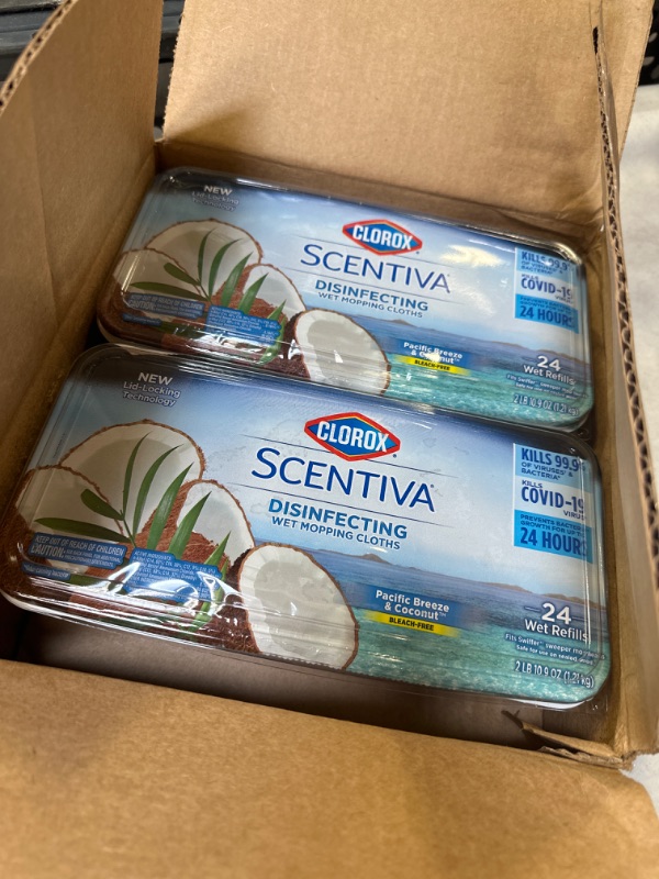 Photo 2 of Clorox Scentiva Disinfecting Wet Mopping Cloths, Pacific Breeze and Coconut, 24 Wet Refills (Pack of 2)