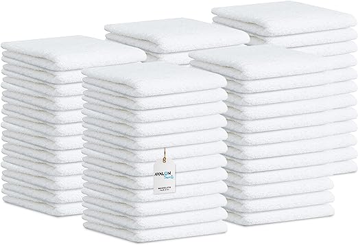 Photo 1 of Avalon Towels Cotton Washcloths – (Pack of 60) Bulk 12"x12" Premium Ring Spun Cotton, Absorbent, Soft Face Towels, Gym Towels, Hotel and Spa Quality, Reusable Fingertip Towels