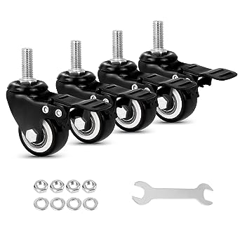 Photo 1 of 1.5"Stem casters Set of 4 Heavy Duty Inch Threaded Stem 3/8"- 16 x 1" casters Wheels Furniture Wheels,300Lbs
