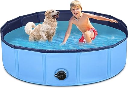 Photo 1 of  Dog Pool for Large Dogs 48"x12" Kiddie Pool Hard Plastic Foldable Dog Bathing Tub Portable Outside Kids Swimming Pool for Pets and Dogs