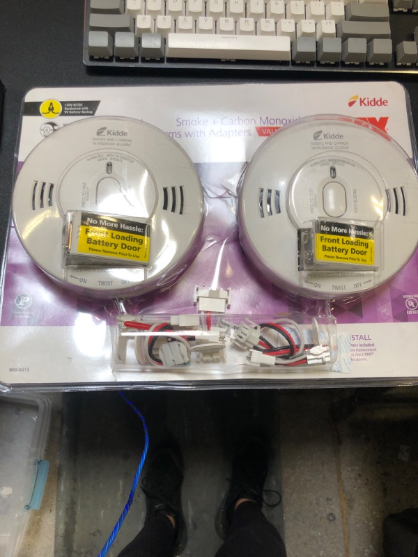 Photo 2 of Firex Smoke and Carbon Monoxide Detector, Hardwired with Battery Backup and Voice Alarm, Adapters Included, 2-Pack