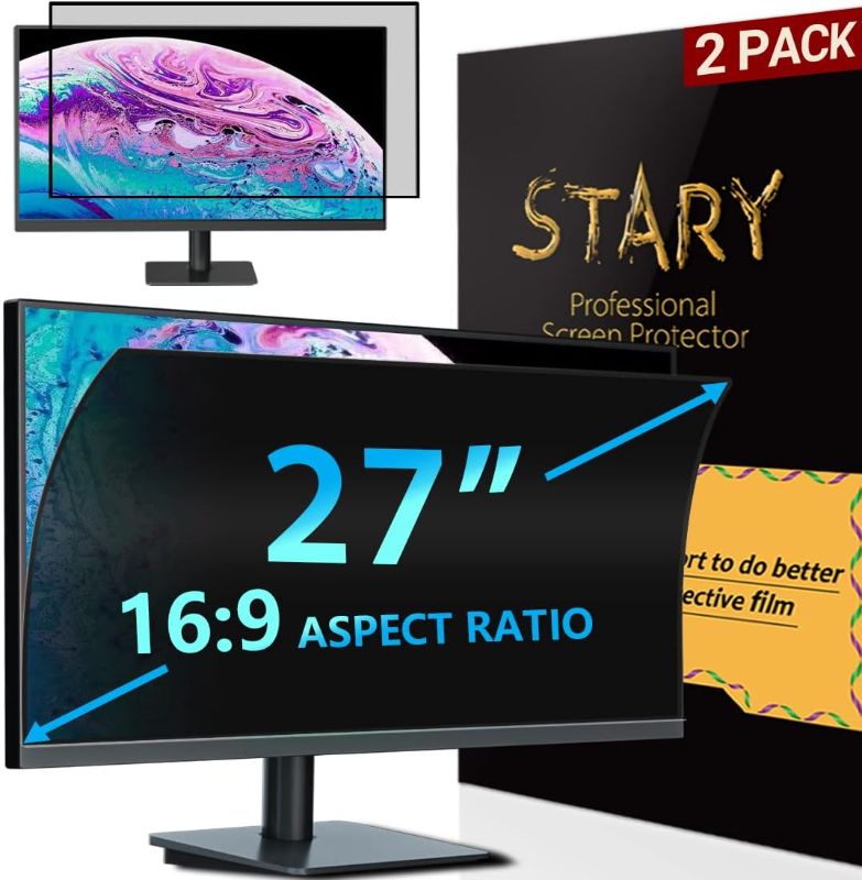 Photo 1 of [2Pack] 2023 Upgrade 27 Inch Computer Privacy Screen Filter for 16:9 Widescreen Monitor-Anti Glare/Blue Light Privacy Screen for Computer Monitor Shield on Data Confidentiality/Easy Install in Seconds
