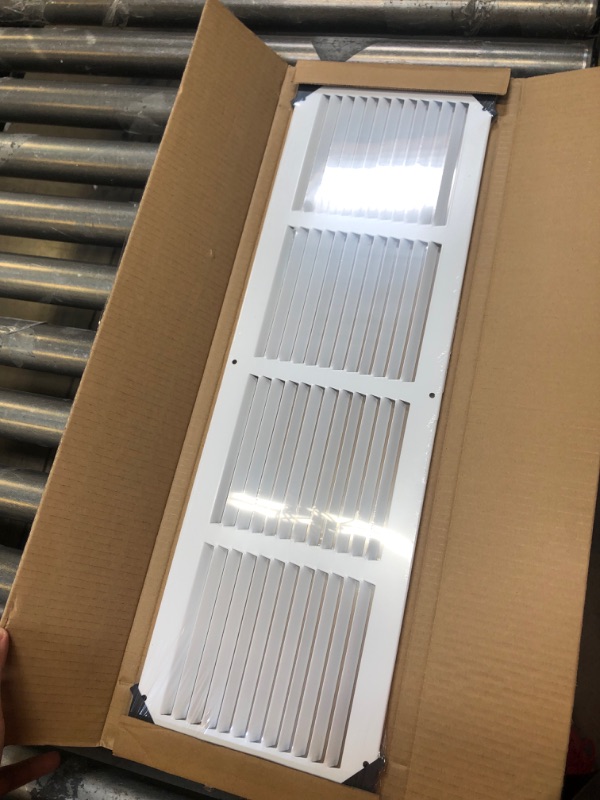 Photo 3 of 24"W x 6"H [Duct Opening Measurements] Steel Return Air Grille | Vent Cover Grill for Sidewall and Ceiling, White | Outer Dimensions: 25.75"W X 7.75"H for 24x6 Duct Opening Duct Opening Size: 24"x6"