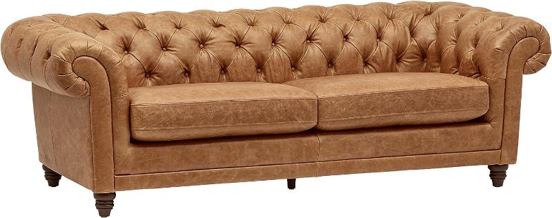 Photo 1 of Amazon Brand - Stone & Beam Bradbury Chesterfield Tufted Leather Sofa Couch, 92.9"W, Cognac
