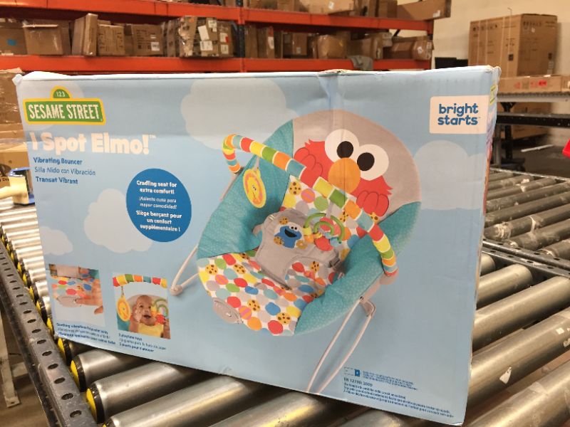 Photo 2 of Bright Starts Sesame Street I Spot Elmo! 3-Point Harness Vibrating Baby Bouncer with bar - unopened box 