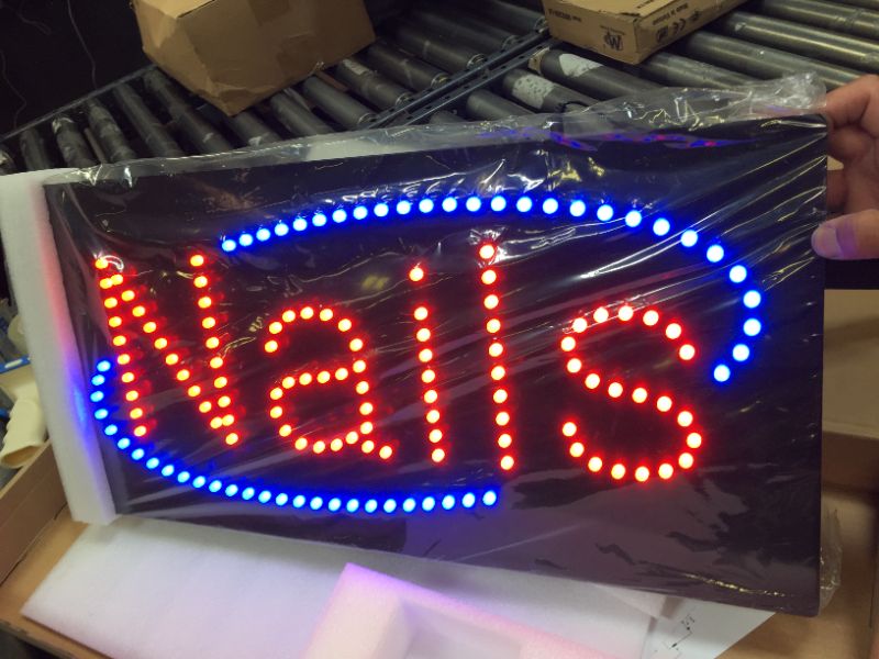 Photo 1 of Nails Sign, TOPKING Signage, LED Neon Open, Store, Window, Shop, Business, Display, Grand Opening Gift, Manicures Pedicures,