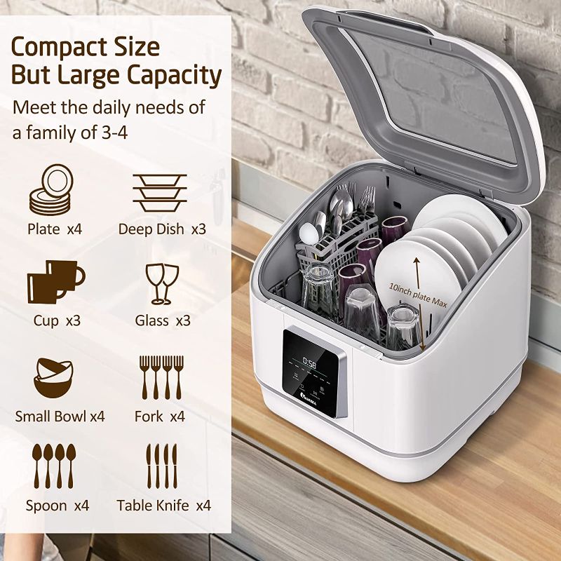 Photo 1 of Portable Countertop Dishwasher, IAGREEA Compact Mini Dishwasher With 7 Washing Programs, Auto Water Injection, Anti-Leakage, Fruit & Vegetable Soaking, For 4 Sets of Tableware
