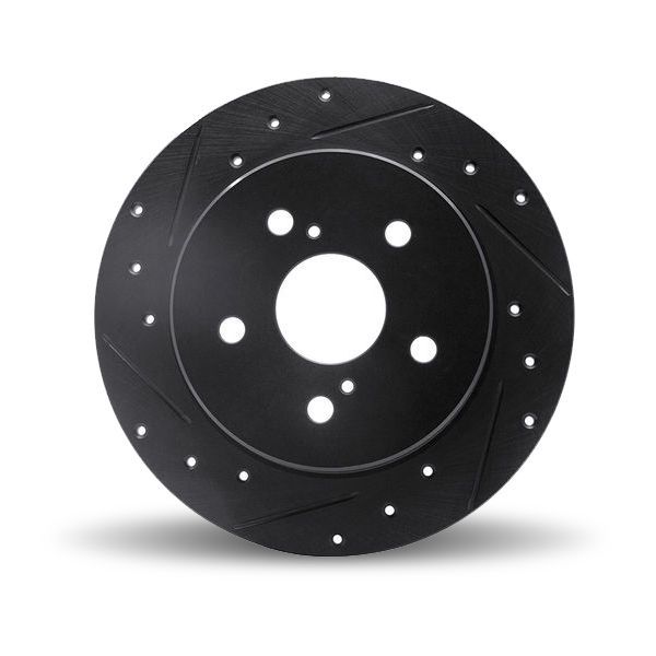 Photo 1 of Drilled and Slotted Black Zinc Brake Rotor 633-39018L
