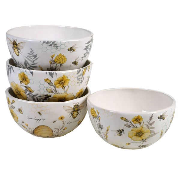 Photo 1 of 26oz 4pk Earthenware Sweet As A Bee Ice Cream Bowls - Certified International

