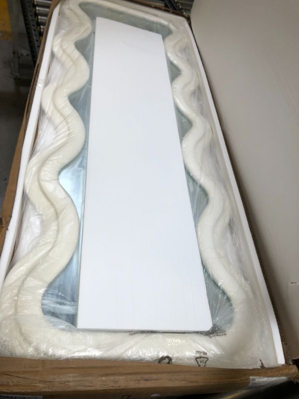 Photo 2 of BOJOY Full Length Mirror 63"x24", Irregular Wavy Mirror, Wave Floor Mirror, Wall Mirror Standing Hanging or Leaning Against Wall for Bedroom, Flannel Wrapped Wooden Frame Mirror-White