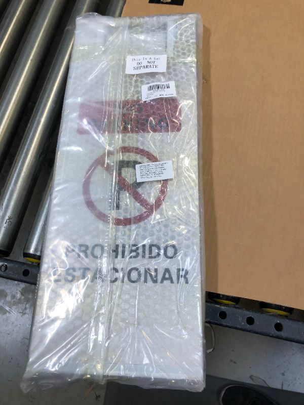 Photo 1 of 2 Pcs No Parking Stainless Steel Sign Double Sided 24 Inch Foldable Portable Handle Self Standing Floor Bilingual Warning Signs for Outdoor Commercial Street Public Areas Restaurants Businesses