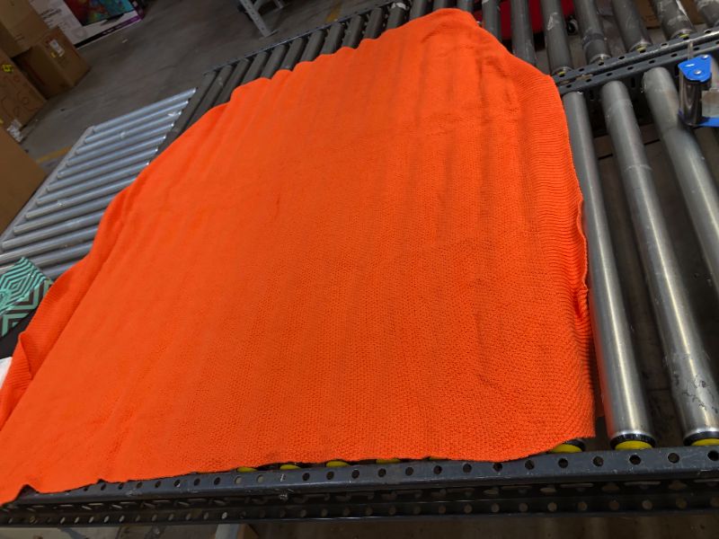 Photo 2 of 100% COTTON ORANGE KNITTED PICNIC BLANKET 