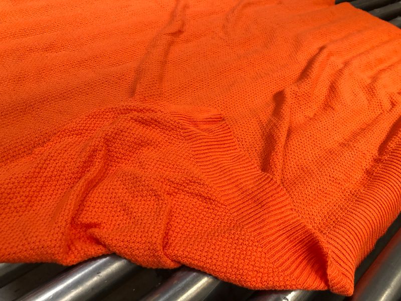 Photo 1 of 100% COTTON ORANGE KNITTED PICNIC BLANKET 