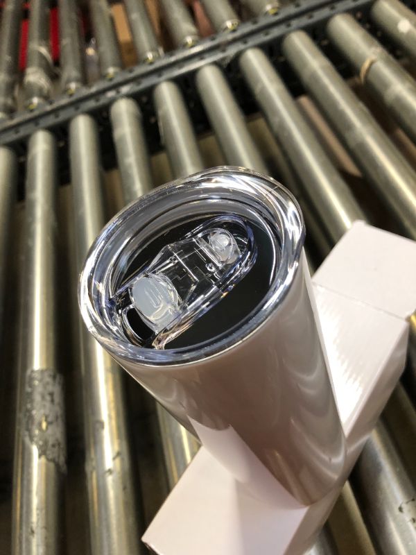 Photo 1 of 1 PC Tumbler 20 oz Skinny, Stainless Steel Double Wall Insulated Straight Tumbler Cup Blank White with Lid Polymer Coating for Heat Transfer - no straw included