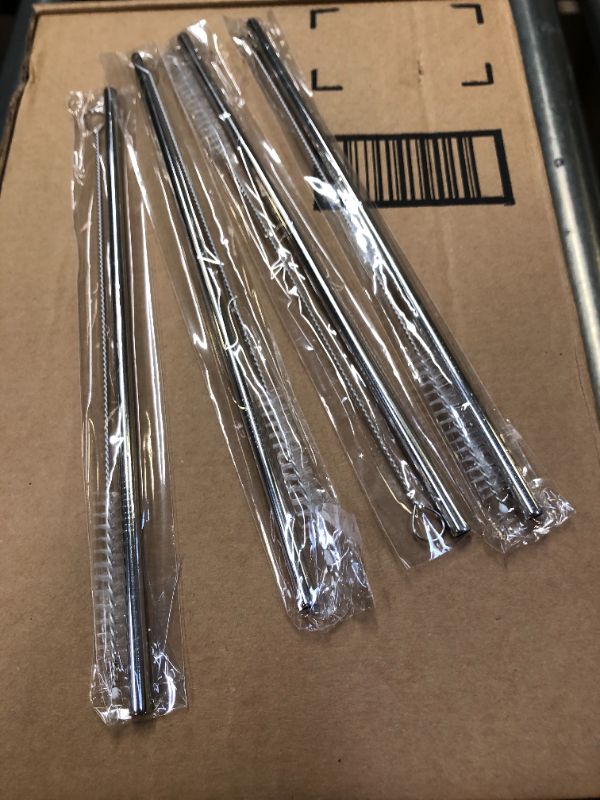 Photo 1 of 4-pack REUSABLE tumbler METAL straws and cleaner 