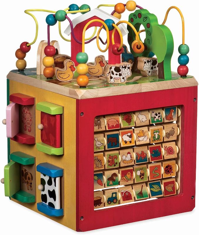 Photo 1 of Battat – Wooden Activity Cube – Discover Farm Animals Activity Center for Kids 1 year +, Standard
