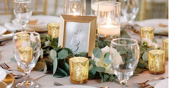 Photo 1 of DARJEN Votive Tea Lights Candles Holders for Wedding Centerpieces & Party Decorations ,Table - Mercury Glass , 12Pcs, Gold