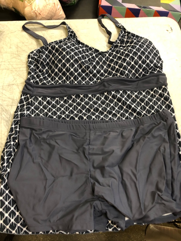 Photo 2 of Zando Womens Bathing Suit for Women Plus Size Swimsuit Tankini Bathing Suits 2 Piece Swimsuits Two Piece Swimsuit Women 12-14 Dark Grey Diamond