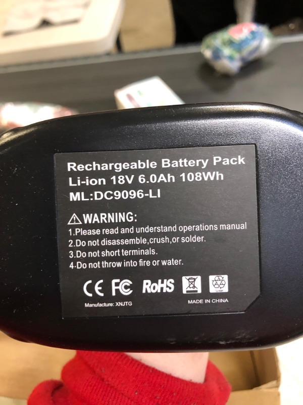 Photo 2 of energup 2Pack 6.0Ah Replacement Ryobi 18V Lithium Battery for Ryobi 18-Volt ONE+ P104 P105 P102 P103 P107 P108 with a P117 Ryobi Battery Charger for Ryobi 18v Batteries