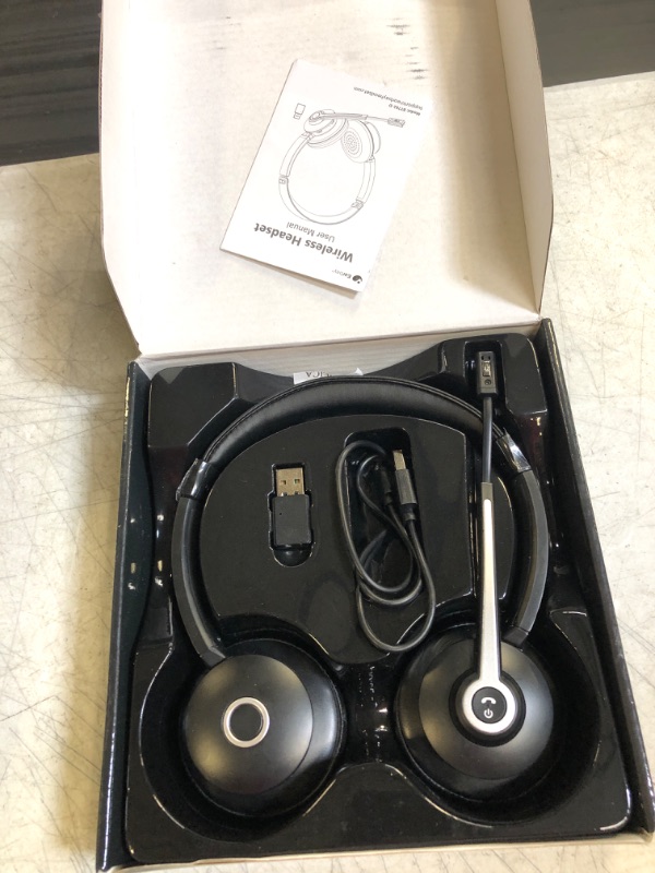 Photo 1 of Bluetooth Headset with Microphone, Upgraded Wireless Headset with Mic Noise Cancelling & USB Dongle, Office Headset with Mic Mute, On-Ear Headphones 28hrs Talk time for Cell Phone/PC/Skype/Zoom Black
