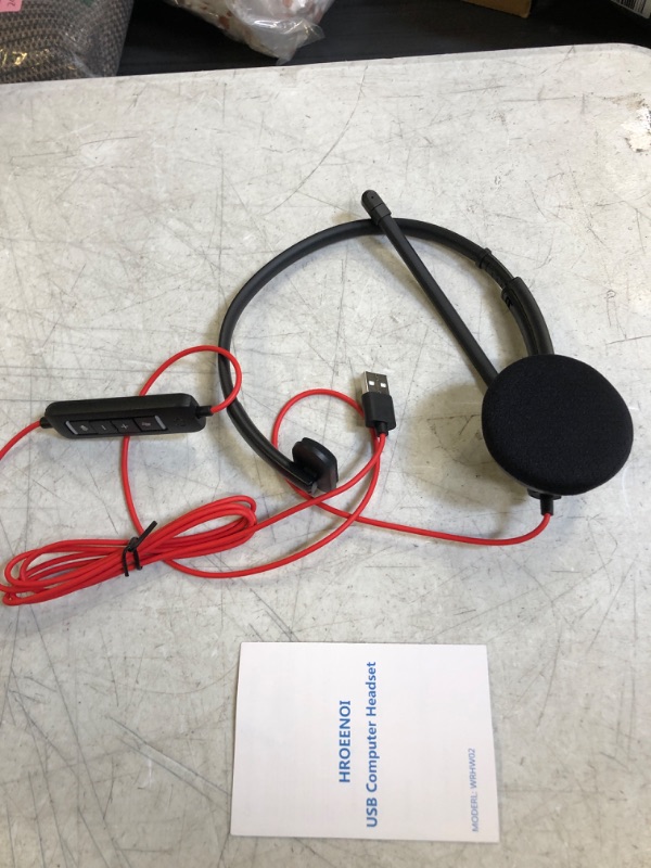 Photo 1 of USB Headset, HROEENOI PC Headset with Noise Cancelling Microphone for Laptop, Wired in-Line Controls Headphones with Volume & Mic Mute for Zoom, Skype, Office, Call Center, Home 1 Pack