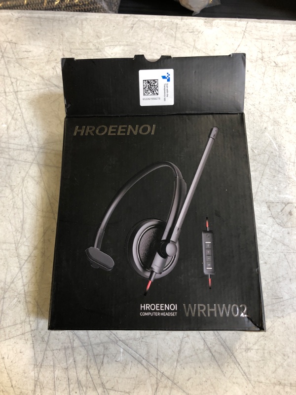 Photo 1 of USB Headset, HROEENOI PC Headset with Noise Cancelling Microphone for Laptop, Wired in-Line Controls Headphones with Volume & Mic Mute for Zoom, Skype, Office, Call Center, Home 1 Pack