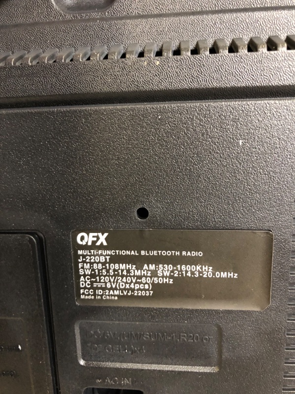 Photo 4 of QFX J-220BT Boombox MP3 Conversion from Radio to Cassette with 4-Band (AM, FM, SW1, SW2) Radio with Bluetooth, Dual 3” Speakers, Built-in Microphone, Recorder, and a 3-Band Equalizer 4-Band Cassette Player with Bluetooth