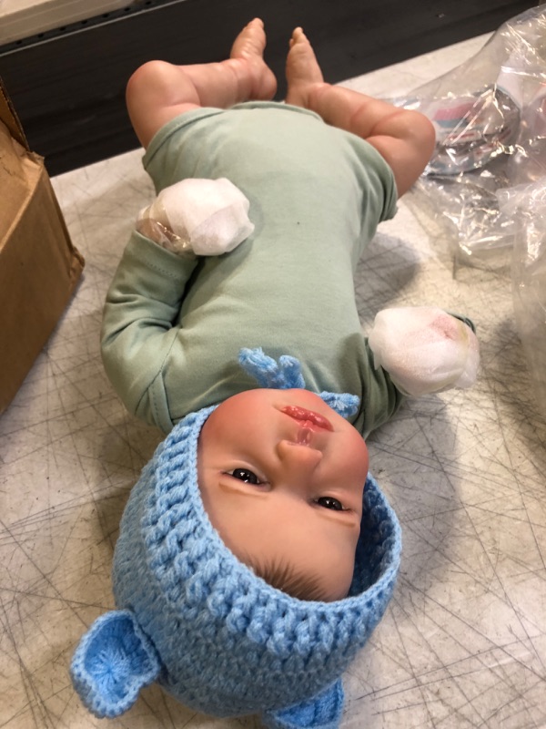 Photo 3 of KAWAYII 20 Inch Newborn Baby Doll Open Eyes Reborn Baby Realistic Soft Silicone Lifelike Vinyl Reborn Boy Doll Soft Cloth Body for Newborn Babies Gifts…