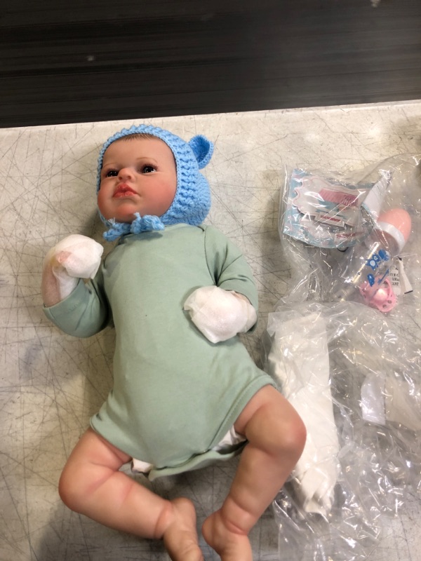 Photo 1 of KAWAYII 20 Inch Newborn Baby Doll Open Eyes Reborn Baby Realistic Soft Silicone Lifelike Vinyl Reborn Boy Doll Soft Cloth Body for Newborn Babies Gifts…