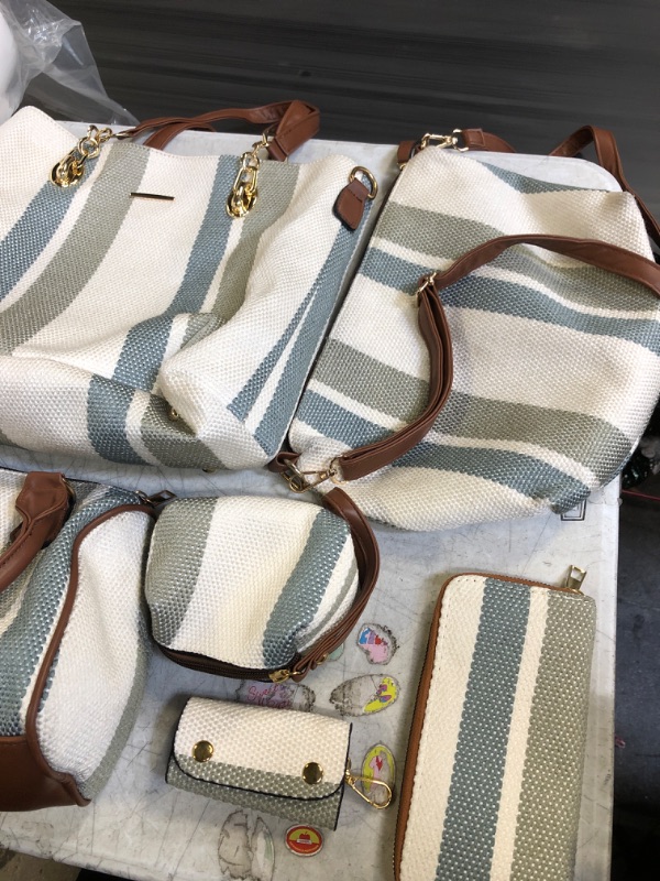 Photo 3 of 2E-youth Designer Purses and Handbags for Women Satchel Shoulder Bag Tote Top Handle Bag 2e-stripe-grey