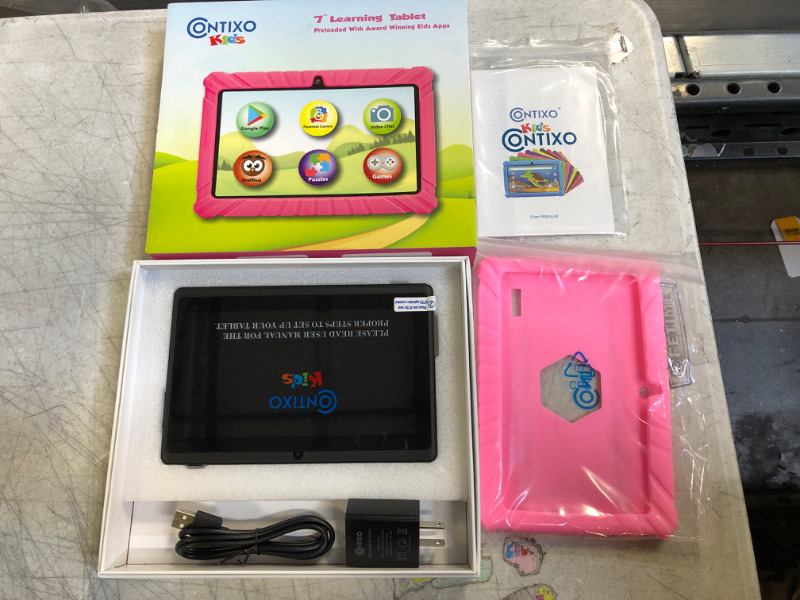 Photo 2 of Kids Tablet, Contixo V8 7” Toddler Tablet, 2GB+16GB Android 11 Tablet with Case, Learning Games Included, Parental Control Family Link, WiFi Dual Camera, Teacher Approved Tablet for Kids, Pink 2022