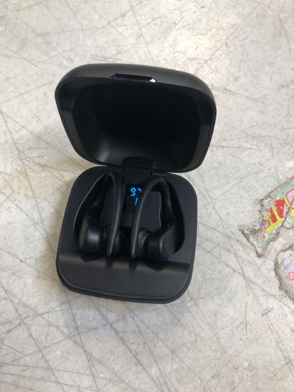 Photo 3 of Wireless Earbuds, 100H Playtime Bluetooth Earbuds Built in Noise Cancellation Mic with Charging Case and Digital Display, Sport hearphones with Over Earhooks Stereo Sound Headphones-- CHARGER INCLUDED --