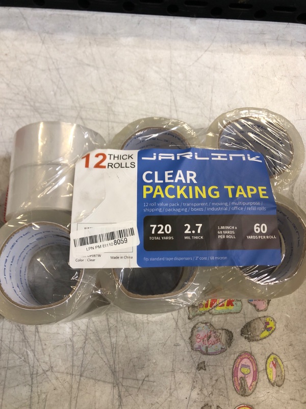 Photo 2 of JARLINK Clear Packing Tape (12 Rolls), Heavy Duty Packaging Tape for Shipping Packaging Moving Sealing, 2.7mil Thick, 1.88 inches Wide, 60 Yards Per Roll, 720 Total Yards 12 Rolls (2.7mil / 60 yd)