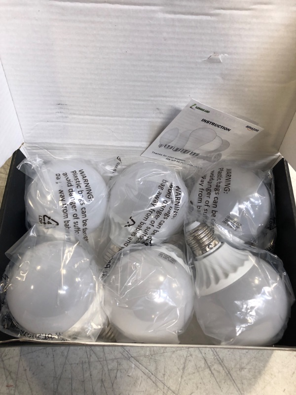 Photo 2 of G25 LED Vanity Bulb, LOHAS Globe Light Bulbs 40-45W Equivalent, Daylight 5000k Bathroom Round Light Bulb, 500lm Vanity Bulbs for Bathroom Makeup Mirror, E26 Base, Non-Dimmable, 6 Pack Daylight Not-dim 6 Count 