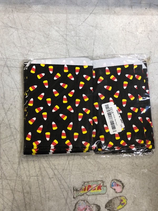 Photo 2 of 100 Pieces Halloween Treat Bags Halloween Candy Corn Bag Halloween Paper Bags Candy Buffet Paper Bags for Chocolate Candy Cookies Party Favor