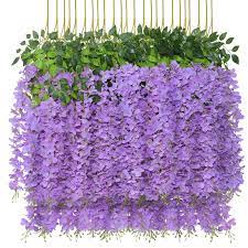 Photo 1 of 108 Pack 43.2 in/ 3.6 ft Artificial Fake Wisteria Hanging Flowers Wisteria Faux Flowers Garland Silk Wisteria Vine Rattan Long Hanging Flowers String for Home Outdoor Wedding Party 