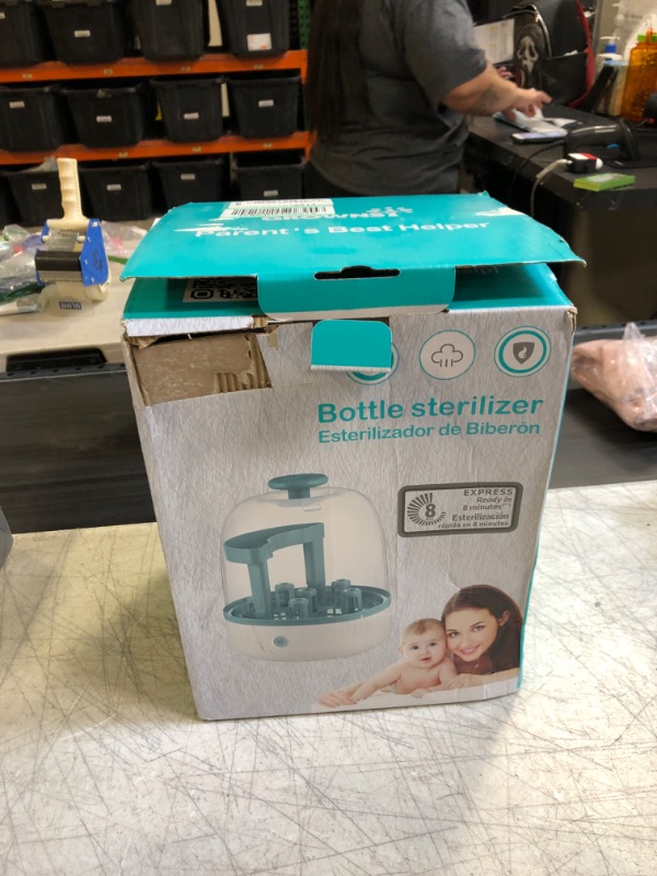 Photo 2 of Bottle Sterilizer, Baby Bottle Steam Sterilizer Sanitizer for Baby Bottles Pacifiers Breast Pumps Large Capacity and 99.99% Cleaned in 8 Mins green