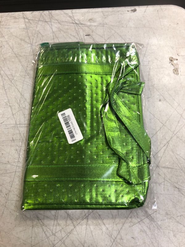 Photo 2 of  X-Large Capacity Insulated Grocery Tote 12x14x8 With Plastic Board, Large Reusable Shopping Bags with Zippered Top (Kelly Green,