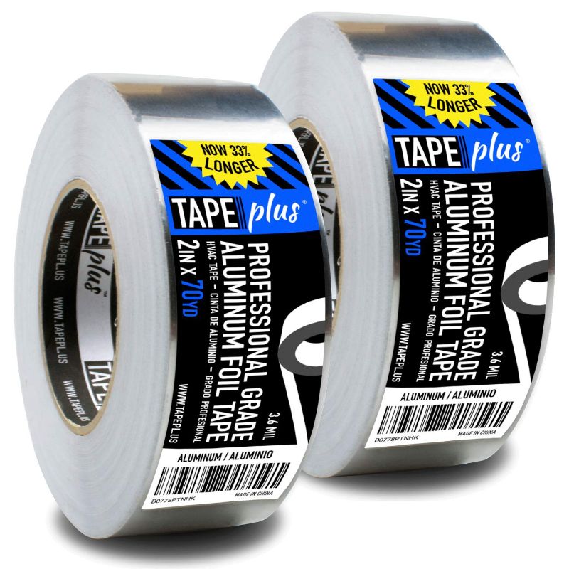 Photo 1 of 2 Pack -Professional Grade Aluminum Foil Tape - 2 Inch by 210 Feet (70 Yards) - Perfect for HVAC, Sealing & Patching Hot & Cold Air Ducts, Metal Repair, and Much More!
